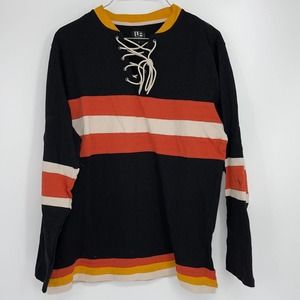 LF STRIPED ORANGE, BLACK, WHITE & YELLOW VINTAGE LOOK JERSEY SMALL